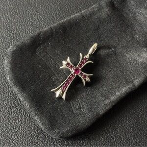 Chrome Hearts Tiny Fat Silver Ruby Pave Pendant 3.8g
